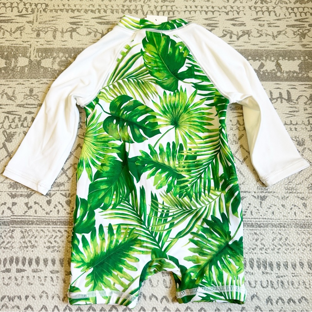 Janie and Jack Rashguard Swim Romper White Green 3-6M NWT - Picture 4 of 4